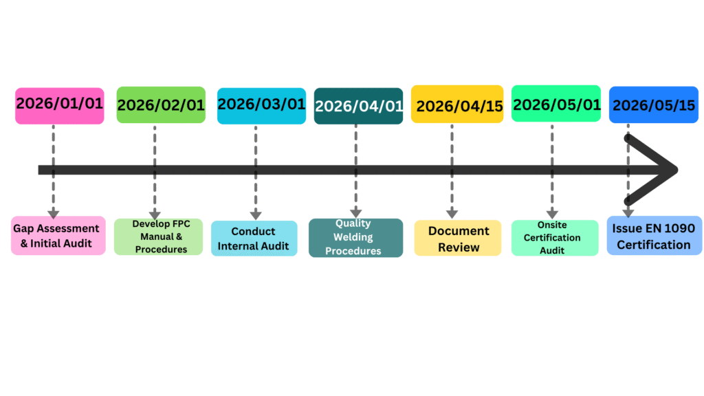 en 1090 factory production control certification timeline