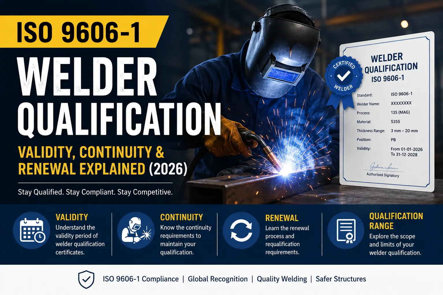 ISO 9606-1 welder qualification validity, continuity and renewal guide 2026