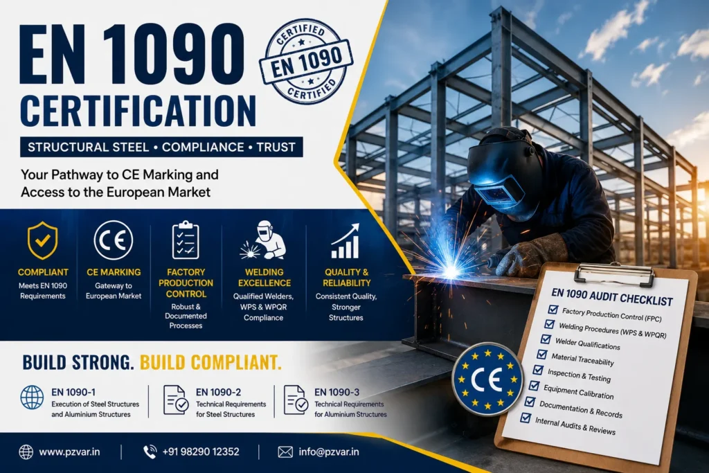 EN 1090 audit checklist for structural steel and aluminium manufacturers covering FPC, welding, traceability and documentation