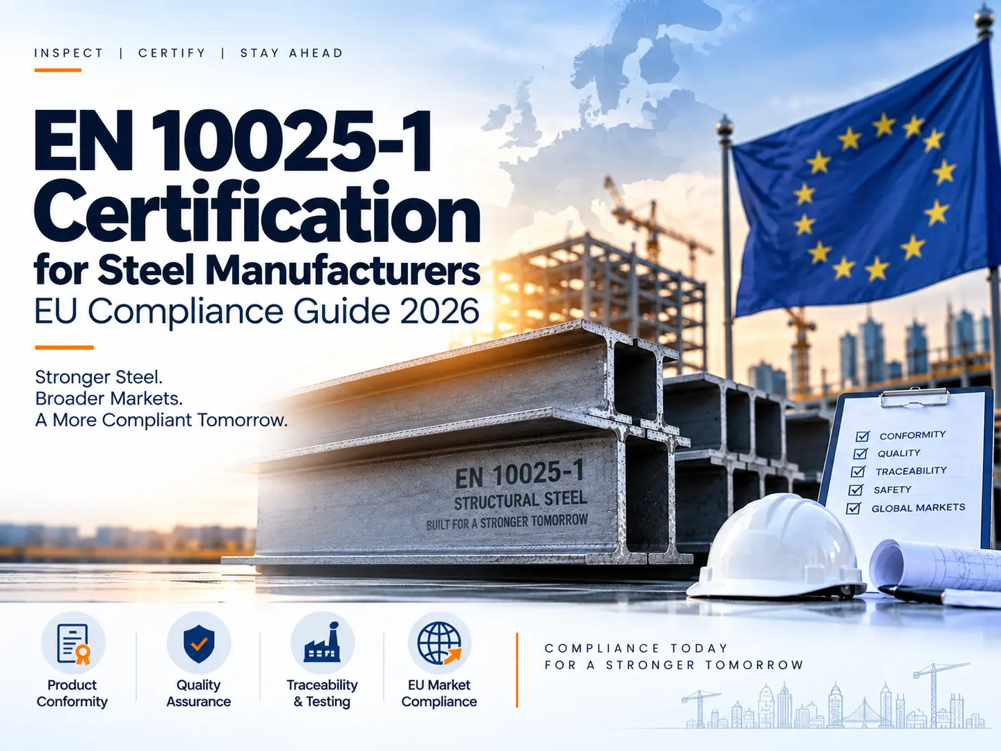 EN 10025-1 structural steel certification for manufacturers with EU compliance, quality assurance and traceability