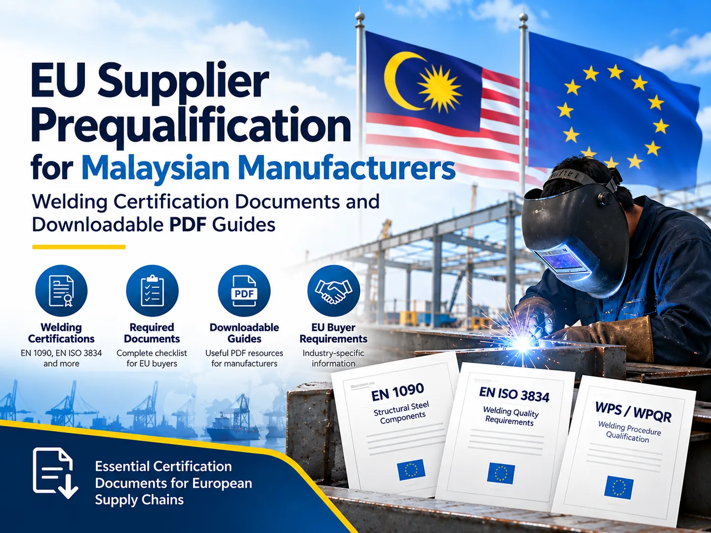 EU supplier prequalification for Malaysian manufacturers and welding certification documents