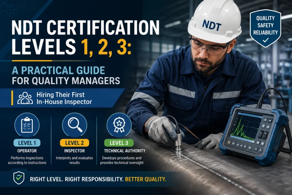 NDT certification levels 1, 2 and 3 guide for quality managers and inspectors