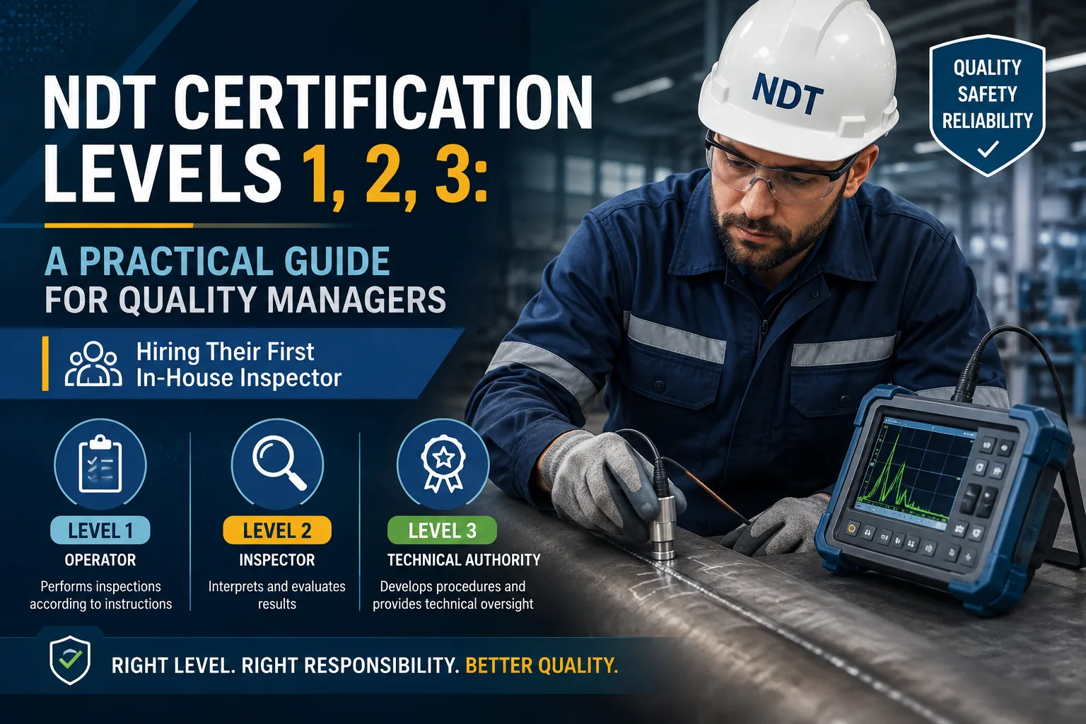 NDT certification levels 1, 2 and 3 guide for quality managers and inspectors