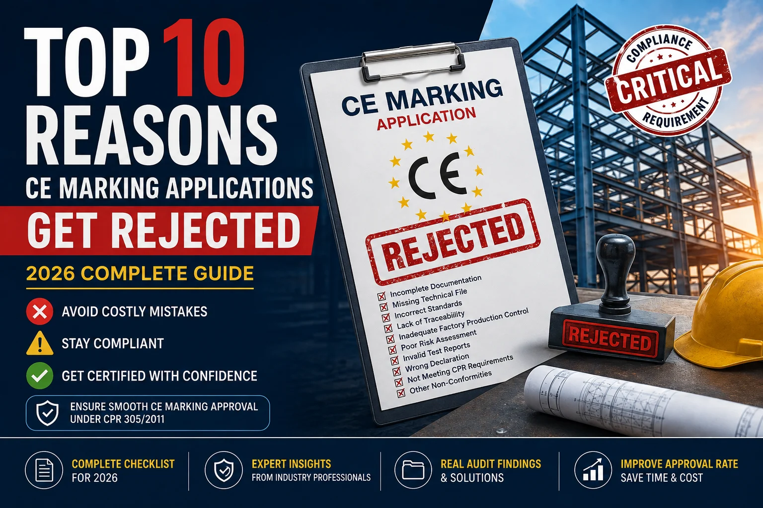 CE Marking application rejection reasons and compliance checklist for manufacturers