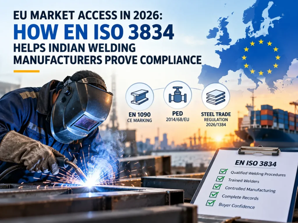EN ISO 3834 certification helping Indian welding manufacturers prove compliance for EU market access in 2026.