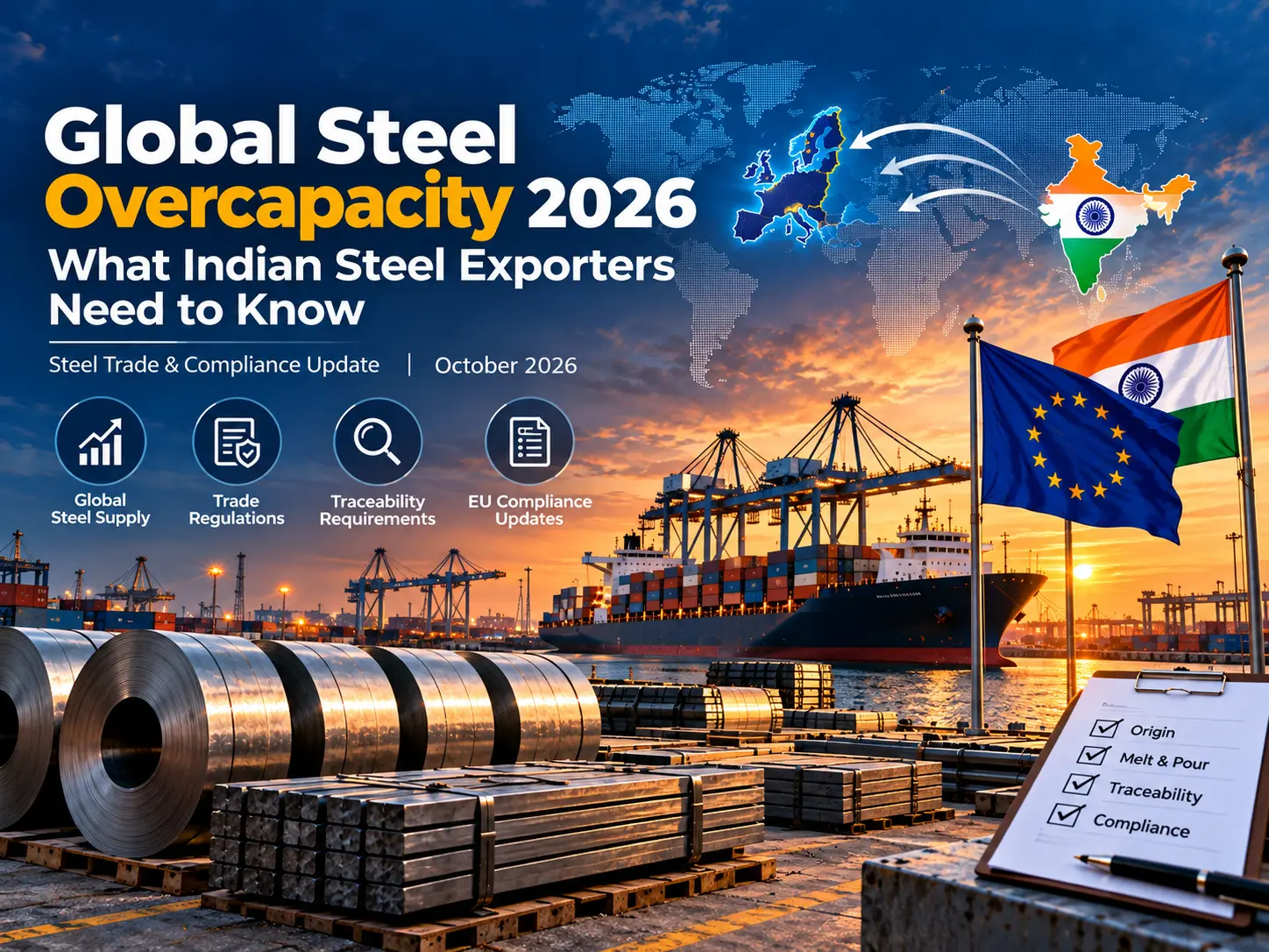 Global steel overcapacity 2026 and EU compliance requirements for Indian steel exporters