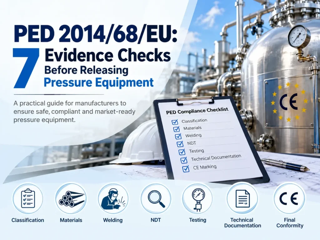 PED 2014/68/EU pressure equipment compliance checklist with seven evidence checks