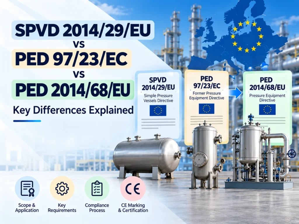 SPVD 2014/29/EU vs PED 97/23/EC vs PED 2014/68/EU key differences
