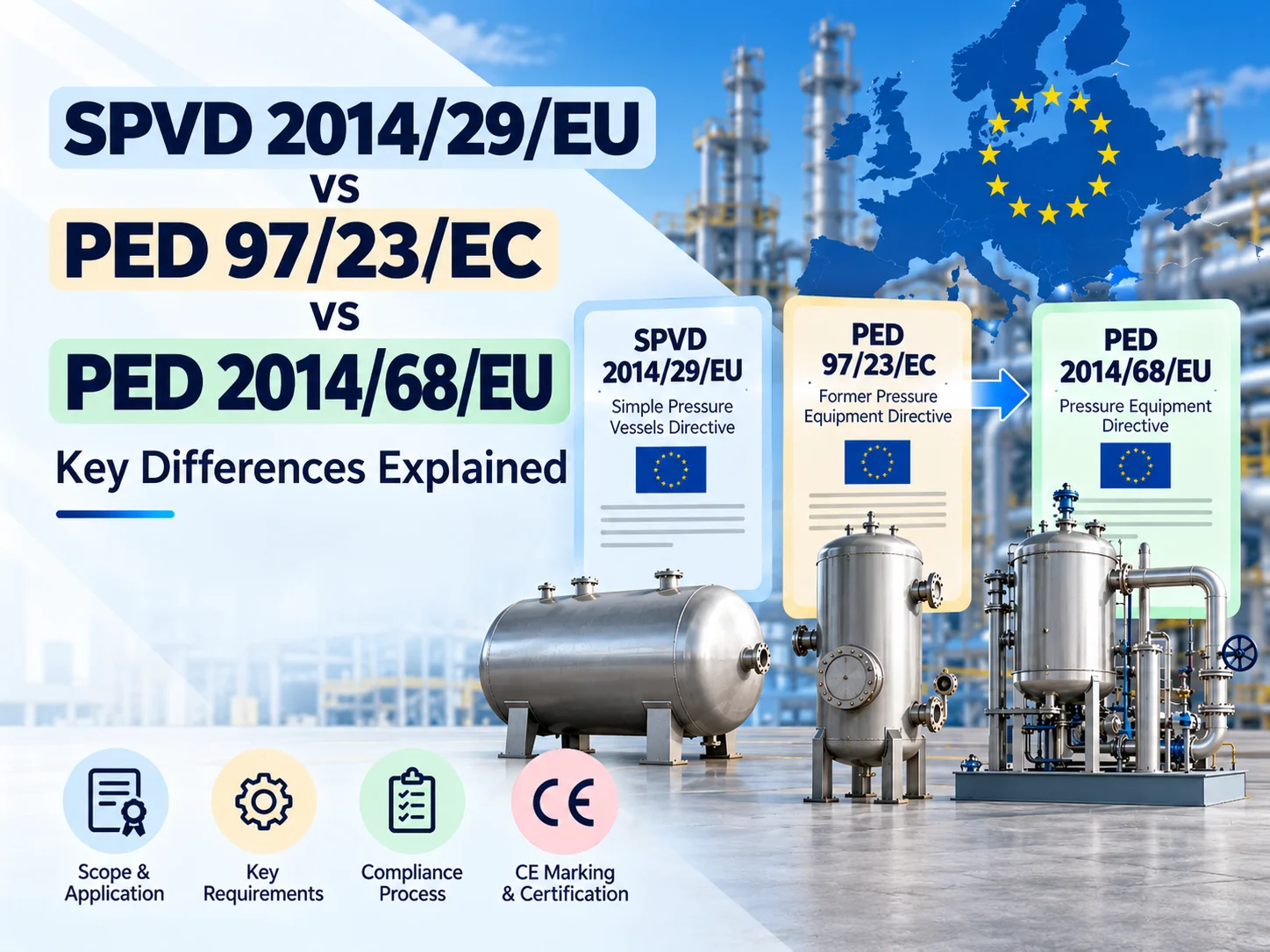 SPVD 2014/29/EU vs PED 97/23/EC vs PED 2014/68/EU key differences